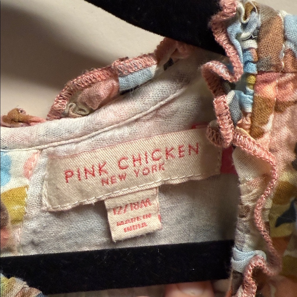 Pink Chicken Ruffle Kids Dress - Picture 3 of 3